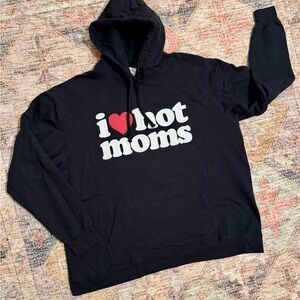 Black Hoodie with 'I ❤️ Hot Moms' Print